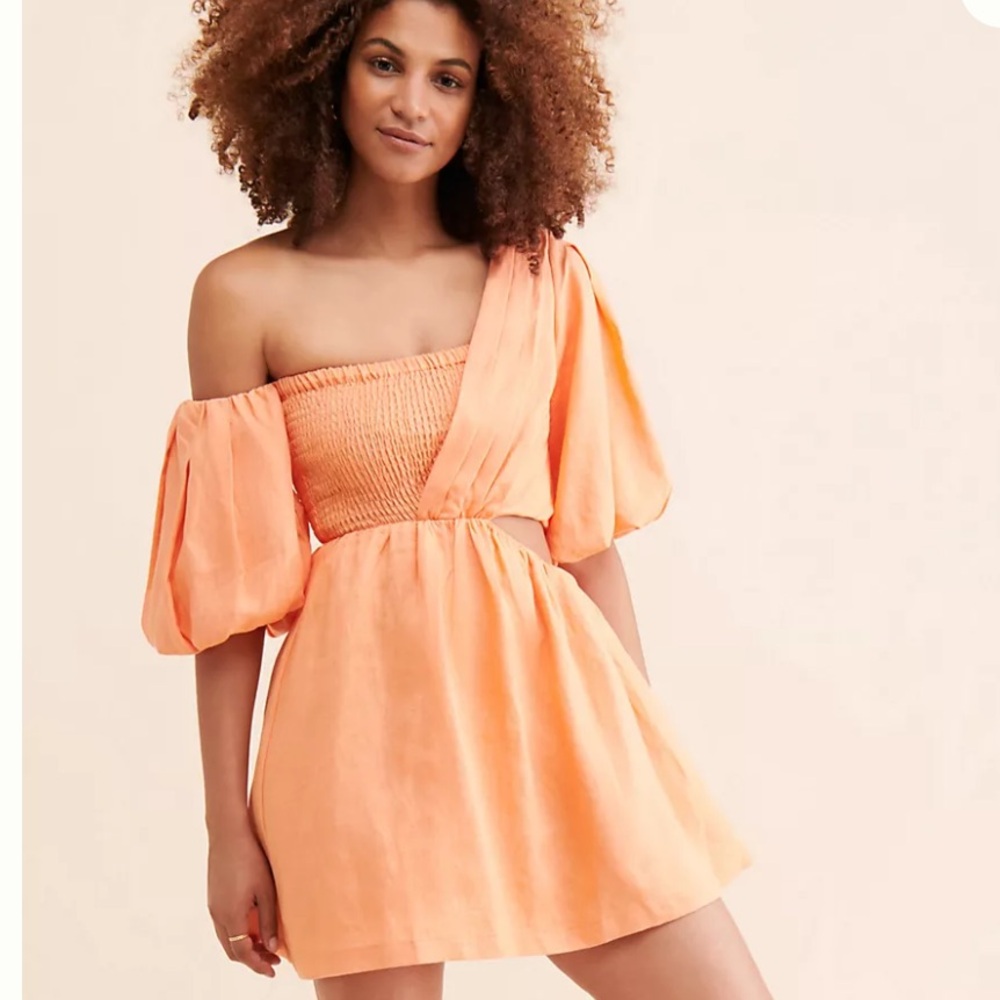 WOMEN’S SOVERE ANTHROPOLOGIE DELAY MINI DRESS IN PAPAYA CUT-OUTS RESORT-WEAR